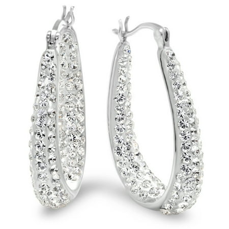 Sterling Silver Hoop Earrings made with Swarovski Crystals