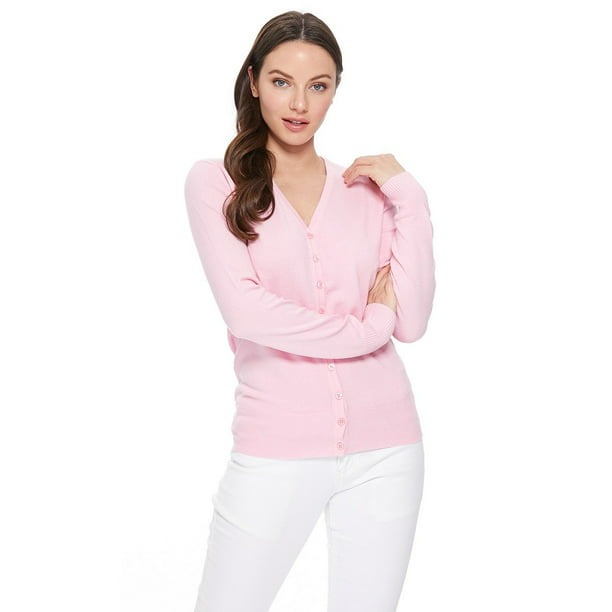 break up Probably Withdrawal YEMAK Women's Long Sleeve V-Neck Button Down Soft Knit Cardigan Sweater  MK5178-Light Pink-M - Walmart.com