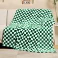 thumbnail image 4 of Checkered Flannel Fleece Throw Blanket Soft Cozy Checkerboard Grid Print Chessboard Gingham Pattern Blankets for Bed Couch Sofa, 50"x60", Green, 4 of 6