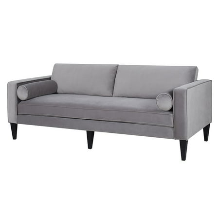 Brika Home Sofa With Bolster Pillows In Opal Gray