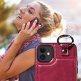 thumbnail image 4 of Nalacover for iPhone 11 Wallet Case with Card Slots & Metal Finger Ring, Durable PU Leather Back Double Magnetic Botton Flip Kickstand Purse Shockproof Phone Case,Red, 4 of 10