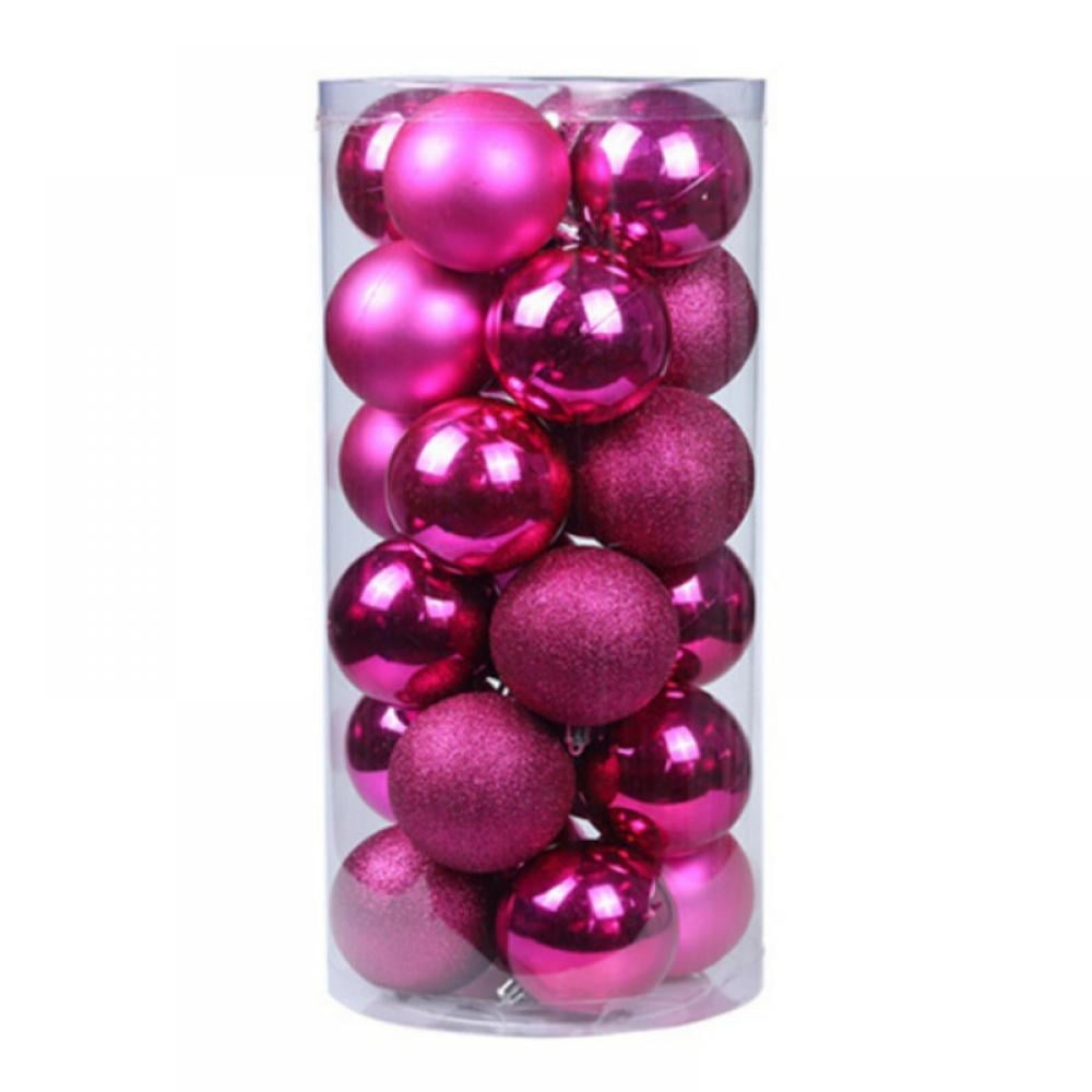 Christmas Tree Baubles Pack of 20-30mm Baubles Shiny Matte & Glitter Mini Baubles Hot Pink