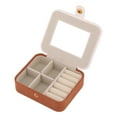 thumbnail image 3 of REGALWOVEN Portable Jewelry Box with Button, Mini Faux Leather Jewelry Organizer Boxes Storage Display Holder Yellow, 3 of 7