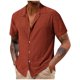thumbnail image 2 of Blusa y camisa de manga corta con cuello vuelto para hombre, color liso, informal, holgada, con botones, de poliéster, 2 of 6