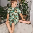 thumbnail image 4 of Balery Colorful Hawaii Palms Conjunto de Pijama Infantil de Manga Corta con Estampado – Ropa de Dormir de Algodón Suave-3X-Large, 4 of 6