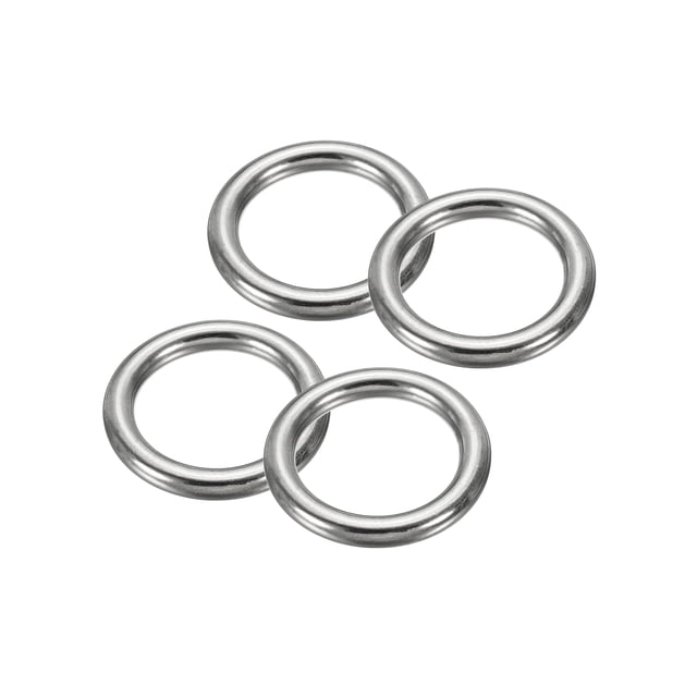 Unique Bargains 1" Seamless Metal O Rings, 4 Pack 304 Stainless Steel O-Ring Solid Round Rings for Macrame, DIY Craft,4x25mm