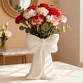 thumbnail image 3 of Farcauo White Ceramic Bow Vase for Centerpieces Minimalist Farmhouse Beige Vase Flowers Tulip Pampas Grass Vase Flower Modern Home Decor Vase Cute Decorative Vase for Table Bathroom Shelf, 3 of 9