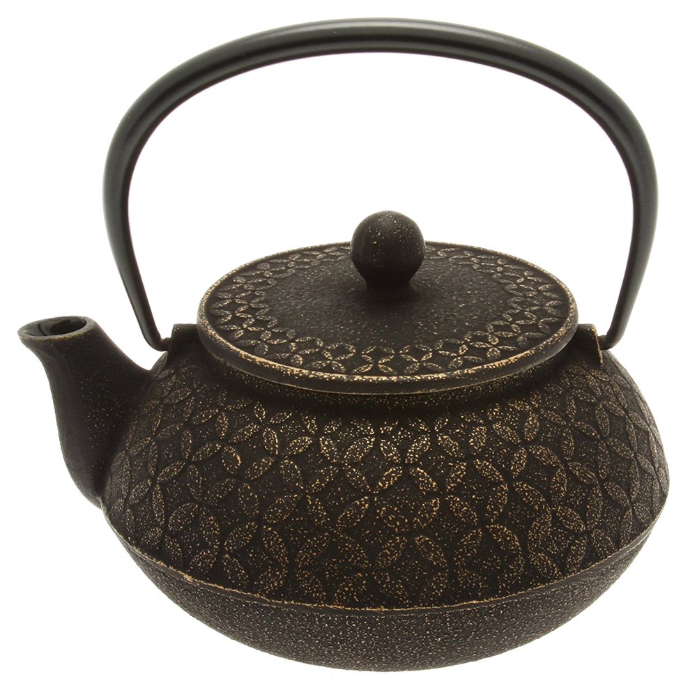 Iwachu Japanese Iron Tetsubin Teapot, Gold and Black Seven Jewels