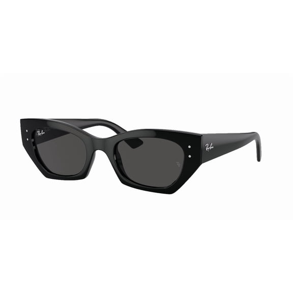 RAY-BAN RB4430F RB4430F ZENA BIO-BASEDLOW BRIDGE FIT Square-Round Shape Sunglasses Polished Black Frame | Dark Grey Lens 52mm