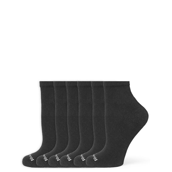 No nonsense Women's Cushioned Quarter Top 6 Pair Pack, Black, One Size