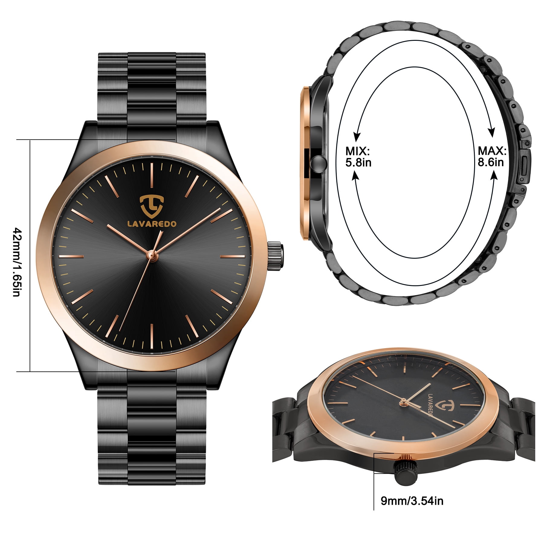 Mens Watch, Minimalist Fashion Watches for Men Waterproof Quartz Watch with Stainless Steel Strap - Gift for Men