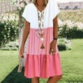 thumbnail image 2 of Robes d'Été Décontractées pour Femmes Mignonne Boho Manches Courtes V Robe de Plage Coupe Ample, 2 of 4