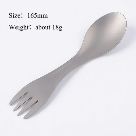 

BueatyH Portable Titanium Double Ended Spoon Fork Cutlery for Outdoor Picnic Camping