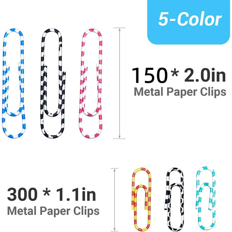 Paper Clips, 28mm Paper Clips & 50mm Large Paper Clips Assorted Size,  Durable and Rustproof Coloured Paper Clips, Coated Metal Paper Clip Great  for Office School Document Organizing by Casewin 