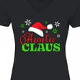 thumbnail image 4 of Inktastic Auntie Claus with Christmas Santa Hat and Snowflakes Women's V-Neck T-Shirt, 4 of 5