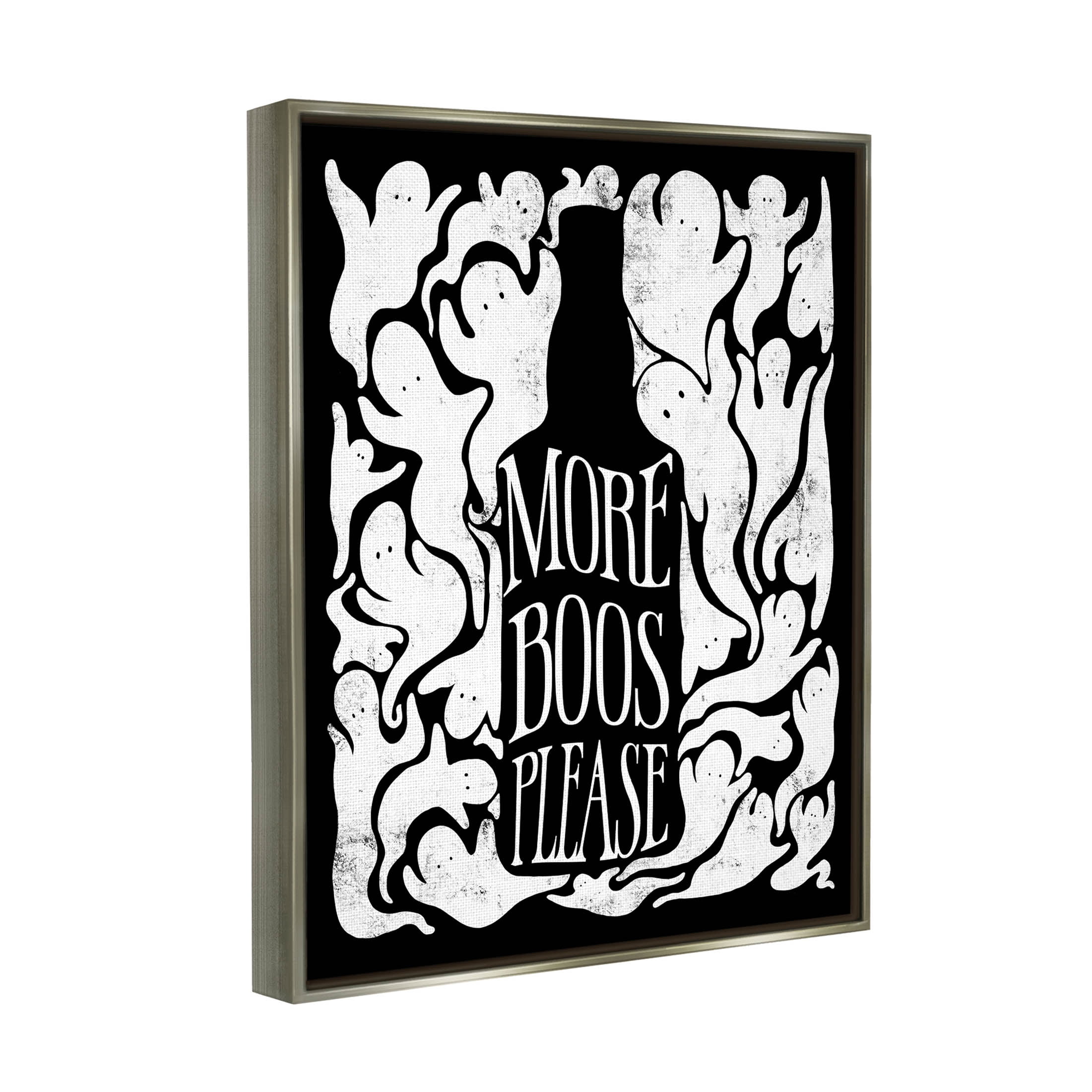 Stupell Industries More Boos Please Funny Liquor Graphic Art Luster Gray Floating Framed Canvas Print Wall Art, Design by Lil' Rue