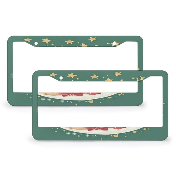 2 PCS Buon Natale Italian Christmas License Plate Cover Christmas Holiday Decor Car Front License Plate Frame Quality Aluminum 2 Round Holes for US Standard Vehicles for Women Men