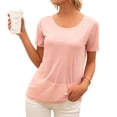 thumbnail image 3 of Camiseta de mujer Sexy Backless Hollow Manga corta Cuello redondo Top suelto, Rosa, XL Kearding AP001243-08, 3 of 7