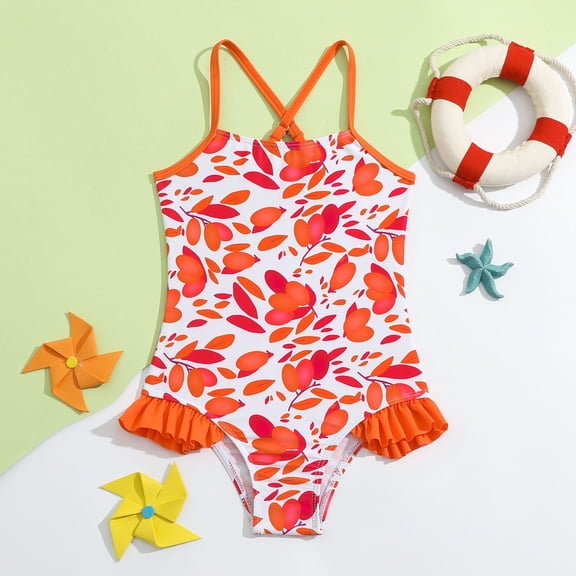 ASFGIMUJ Toddler Girls Swimsuit 1 Pieces Swimwear With Ruffles Summer Vacation Toddler Bathing Suit Girl,Size 3-4Y