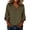 Blackish Green, variant on Women's Henley Neck Linen Top, 3/4 Sleeve Drop Shoulder Bohemian Blouse, Solid Color Casual Shirt for Spring, Summer, and Everyday Boho Style, Loose and Flowy-White