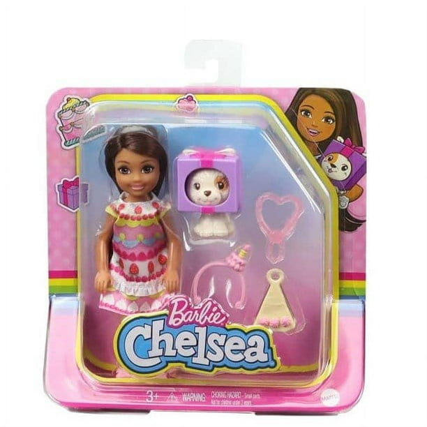 Poupée à habiller Barbie Club Chelsea, brune de 15 cm en costume de flamant  rose, avec chaton et accessoires, cadeau pour les enfants de 3 à 7 ans 