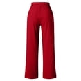 thumbnail image 6 of Women's Tencel Loose Wide Leg Pants, Mid Elastic Waist, Tummy Control, Straight Leg Trousers for Casual, Walking, Travel, Office, Lounge, Soft Summer | TruBelle,Red M, 6 of 9
