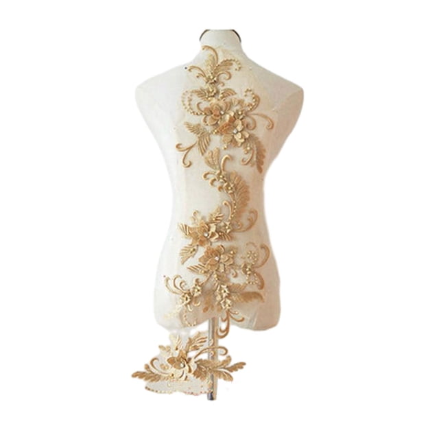 Youkk Add Touch Of Sophistication With Lace Applique Patch Clothing Suitable Gold 1Set