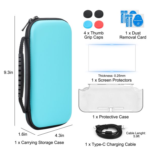 TSV 10-in-1 Accessories Bundle Fit for Nintendo Switch Lite with