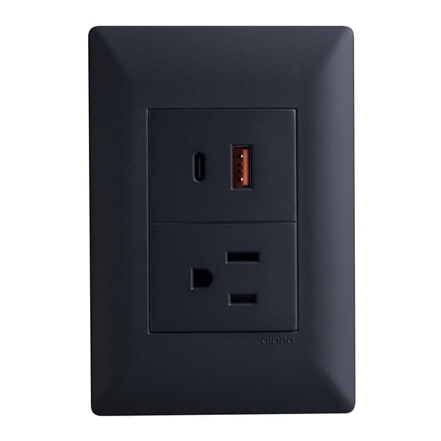 Estevez Contacto 2P+T + USB A y C con placa Black con placa