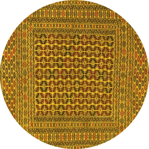 Ahgly Company Indoor Round Persian Yellow Traditional Area Rugs, 5' Round