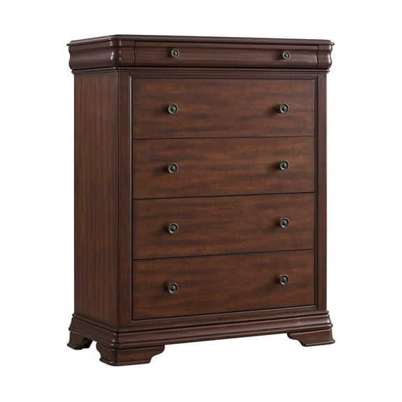 Picket House Furnishings Stark Wood 5-Drawers Bedroom Chest in Cherry