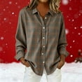 thumbnail image 6 of Women's Christmas Plaid Shirt Tops Button Down Top Lightweight Holiday Festival Outfits Long Sleeve Plaid Jackets, 6 of 6