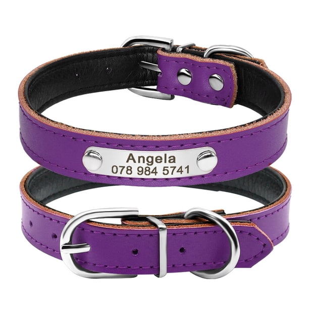 Collar de gato de cuero, Collar de gato personalizado para cachorros, perros pequeños, mascota, gatito, Collar con placa de identificación, grabado gratis ajustable Tan Jianjun unisex