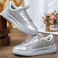 thumbnail image 3 of SACFOF Women's Platform Glitter Fashion Sneakers Dressy Sparkly Tennis Shoes Lace up Bling Wedding Bridal Shoes Shiny Sequin Shoes, 3 of 6