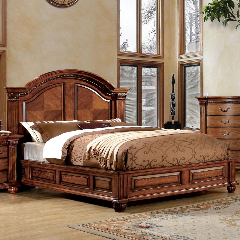 Traditional Wood Queen Panel bed in Brown Bellagrand by Furniture of