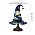 thumbnail image 3 of WWC Halloween Witch Hat Lamp, Handcrafted Vintage Stained Glass Resin Night Light, Gothic Glow-in-The-Dark Halloween Decor for Bedroom Desk Party, 3 of 7