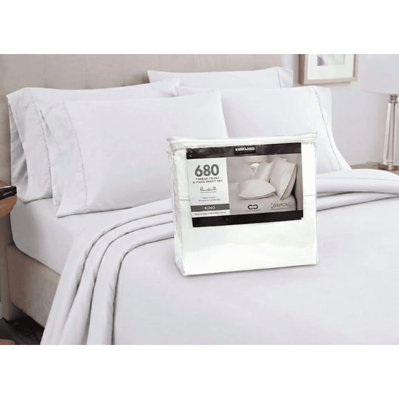 Signature King Bright White 680 Thread Count Sheet Set 6 Piece Deep Pockets