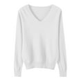 thumbnail image 4 of UJNDER Women's Solid Color Long Sleeve Knitted Sweater Wool Pullover Tops for Women Warm Casual Wear White XXL, 4 of 4