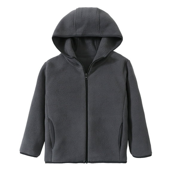 FAOWME Child Boys Girls Winter Windproof Solid Color Zipper Hooded Coat Jacket Kids Warm Outerwear Dark Gray 3-4 Years