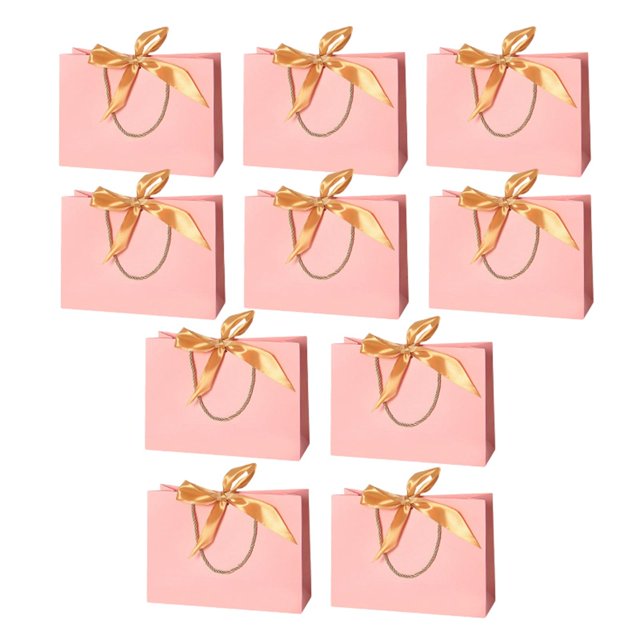 10 bolsas de regalo para fiestas con lazo para envolver regalos para niños. Rosa XS