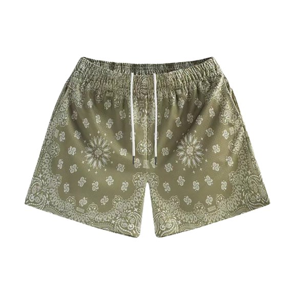 DHFJKG Mens Casual Shorts Summer Sports Fitness Loose Fit Retro Printed Drawstring Running Shorts Stylish Bottoms