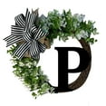 thumbnail image 1 of Corona decorativa única con apellido para puerta de entrada durante todo el año, guirnalda con lazo, letrero de bienvenida, guirnalda creativa de 26 letras de granja para puerta de entrada,, 1 of 3