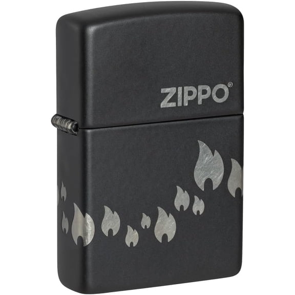 Zippo Lighter - Customized Message Zippo Flames, Laser 360 - Black Matte 48980