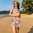 thumbnail image 3 of Balery Retro 70s Hippie Vestidos de verano para mujer con estampado: vestido holgado sin mangas, vestido playero informal y cómodo para días calurosos., 3 of 7