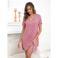 thumbnail image 5 of PinkBeautiM Nightgowns for Women Button Down Sleepshirts Short Sleeve V Neck Nightshirt Soft Sleepwear 3 Pack, 5 of 7