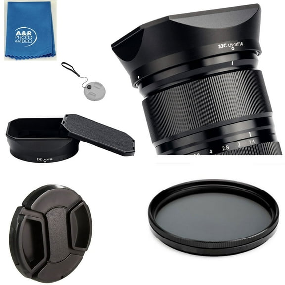 JJC LH-JXF18 Lens Hood Fr Fujifilm XF 18mm f/1.4 R LM WR Lens Rep LH-XF18 Circular Polarizer Filter and Cap