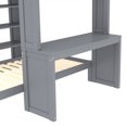 thumbnail image 6 of Full XL/Full over Twin Bunk Bed with Dismountable Lower Bed and Desk, Solid Wood Bunk Beds Frame with Built-in Shelves and Wardrobe, Can be Converted into Loft Bed, Grey, 6 of 18