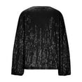 thumbnail image 5 of Erwazi Sparkly Sequin Long Sleeve T-shirt for Women V Neck Disco Shirts Club Trendy Outfits, 5 of 9