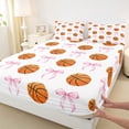 thumbnail image 4 of Erosebridal Pink Bow Basketball Full Size Sheets 4-Piece for Kids Girls,Sport Gamer Bed Sheets for Teens Female Women,Microfiber Bedroom Decor, 4 of 5