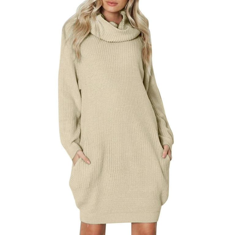 Women s Trendy Sweater Dress Long Pullover Mini Dresses Coat For